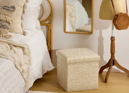 Puf plegable "Olma" de 38x38 cm, color crema - 214251A