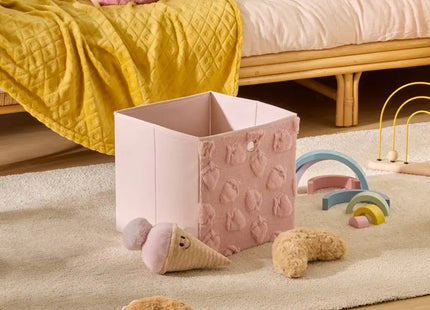 Cesta de almacenamiento "Fraci" de 30x30 cm con estampado de fresas rosas - 214426A