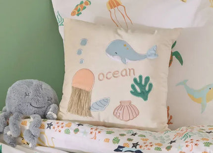 Almohada infantil "Orta" de 40x40 cm, color beige océano - 214433
