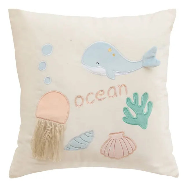 Almohada infantil "Orta" de 40x40 cm, color beige océano - 214433