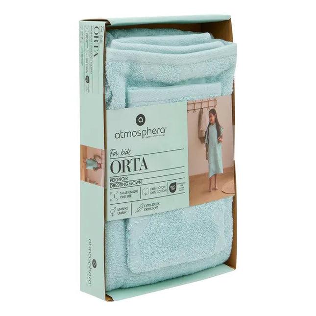 Conjunto de capa de baño y toallita para niños "Orta" 92x50 cm, celeste- 214434C