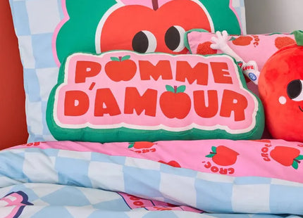 Almohada infantil "Cha Cha Pop" Candy Apple 20x44cm Verde y Rosa - 214446