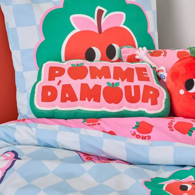 Almohada infantil "Cha Cha Pop" Candy Apple 20x44cm Verde y Rosa - 214446