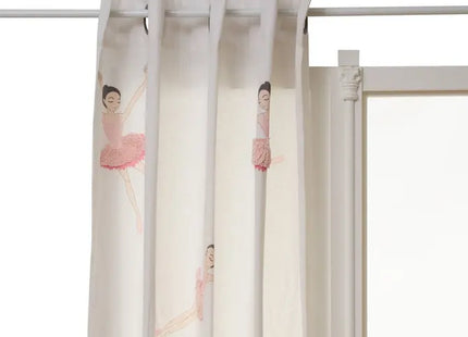 Cortina "Tufy" de 260x140cm, blanca con estampado de bailarina - 214451D