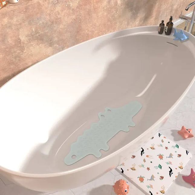 Tapete de baño "Gamio" con diseño de cocodrilo, 91 x 32,5 cm, color gris - 214470
