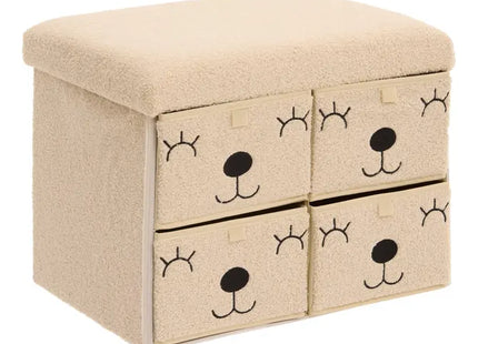 Puf plegable infantil "Ezzio" color beige con 4 cajones - 214494
