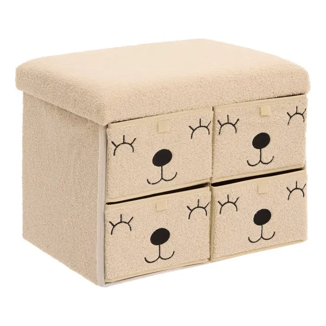 Puf plegable infantil "Ezzio" color beige con 4 cajones - 214494