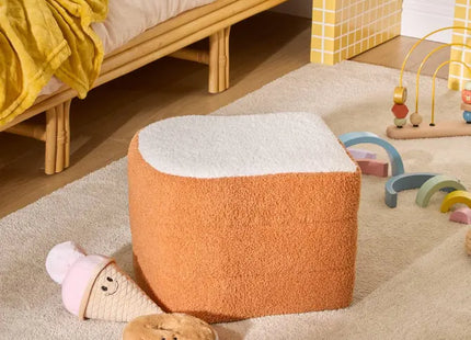 Puf infantil "Tostie" marrón y blanco, 38 cm de alto - 214495
