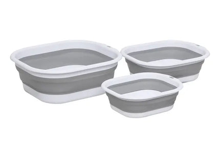 Juego de 3 baldes retráctiles grises de 3+5+10 litros - 214521