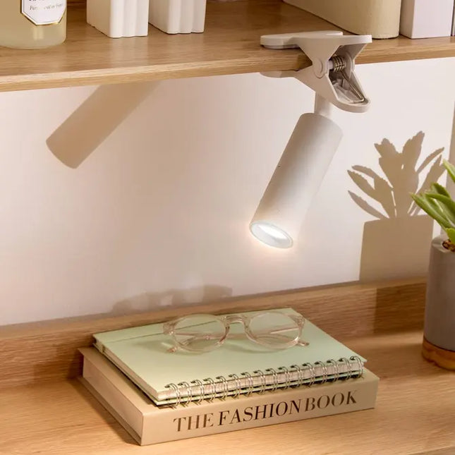 Lámpara LED USB con clip, luz blanca fría, 12x8x20 cm -  214558