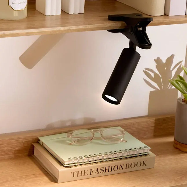 Lámpara LED USB con clip, luz blanca fría, 12x8x20 cm - 214558A