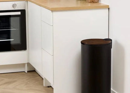 Basurero de pedal "Modern Colour" de 30 L, color negra y acacia, 37,7 x 29,2 x 59,5 cm -214562