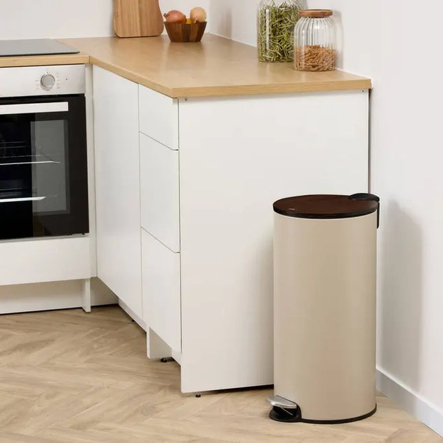 Basurero de pedal "Modern Colour" de 30 L, color arcilla y acacia, 37,7 x 29,2 x 59,5 cm - 214562A