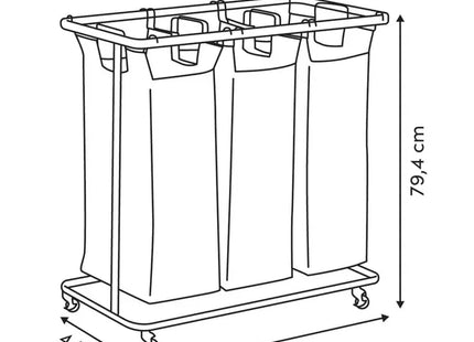 Cesto de ropa "Linea" con ruedas, 48 L, color beige - 214570