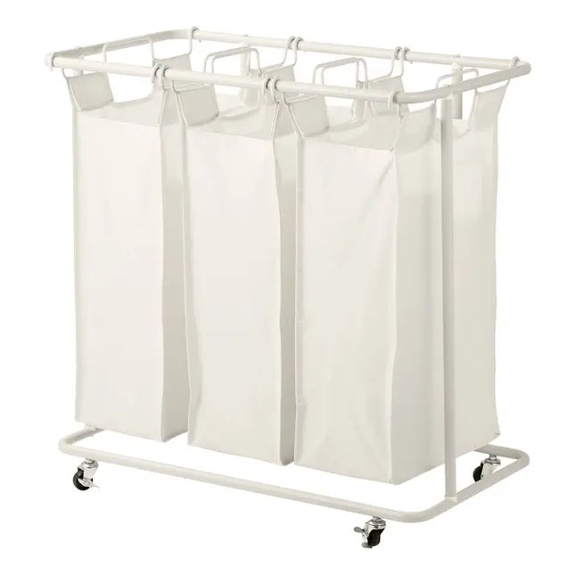 Cesto de ropa "Linea" con ruedas, 48 L, color beige - 214570