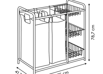Cesto de ropa "Linea" de 45 litros con 2 compartimentos - 214573