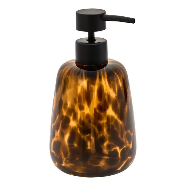 Distribuidor de jabón de vidrio "Dotty" de 400 ml con llamas marrones - 214711