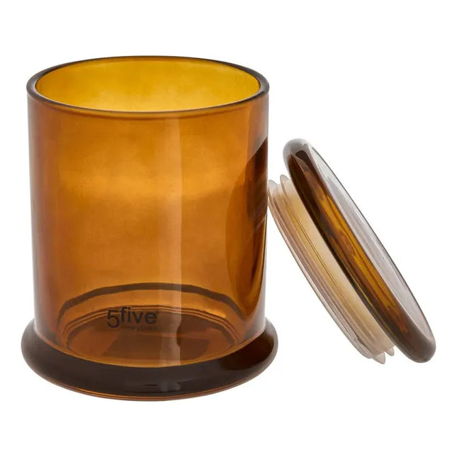 Pote de almacenamiento de algodón de vidrio tintado de marrón - 214751