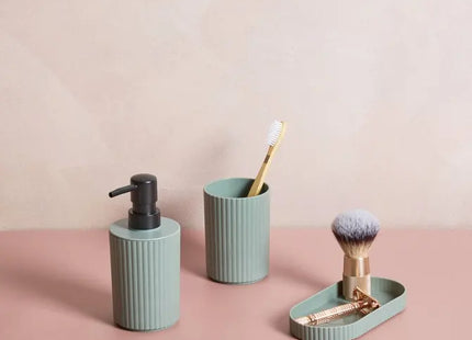 Juego de dispensador de jabón y vaso acanalado verde - 214781