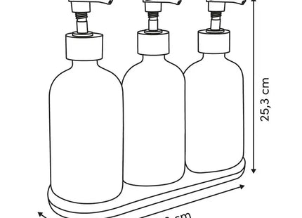 Juego de 3 distribuidores de jabón de 500 ml con bandeja de bambú - 214782