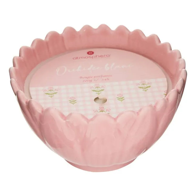 Vela perfumada "Flor" de 205gr con aroma a rosa  -  214829