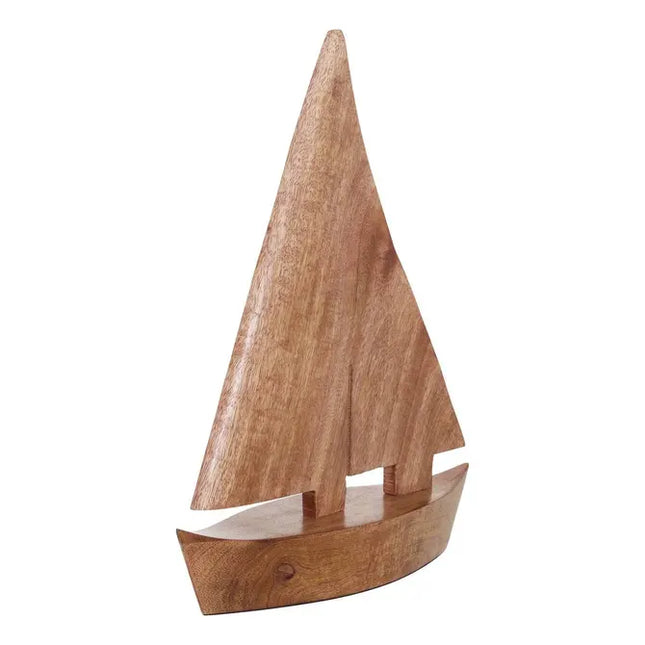 Barco decorativo "Ocea" 26,5 x 33 cm, en madera de mango marrón - 214843