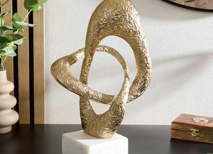 Objeto decorativo "Dana" 21 x 12,5 x 34,5 cm, mármol y aluminio chapado - 214852