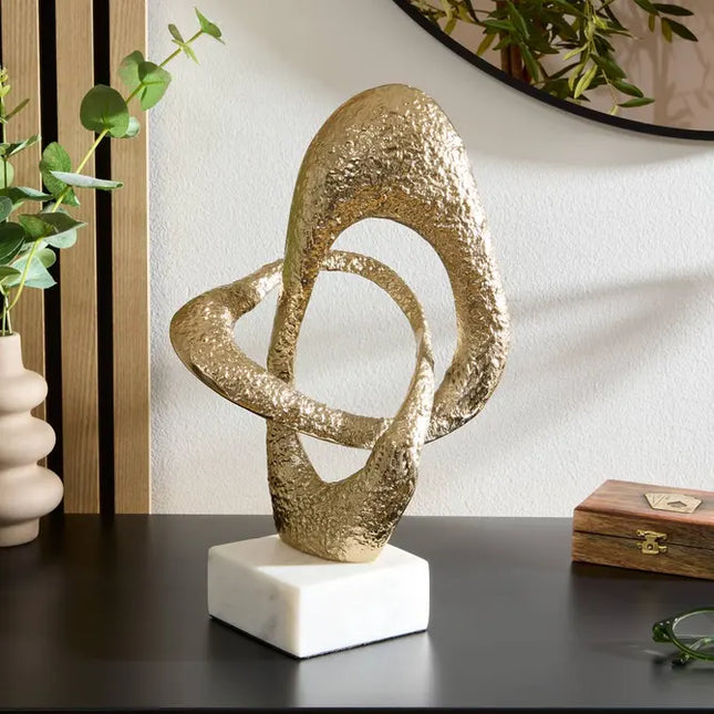 Objeto decorativo "Dana" 21 x 12,5 x 34,5 cm, mármol y aluminio chapado - 214852