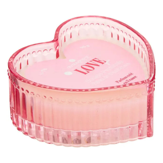 Vela perfumada "Love" de 95gr con forma de corazón y fragancia floral  -  214861