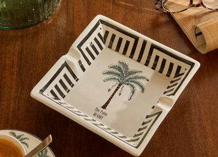 Cenicero "Reso" de 18,2 x 18,2 x 4 cm con diseño de palmera - 214867