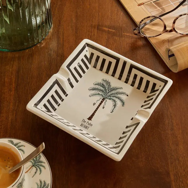 Cenicero "Reso" de 18,2 x 18,2 x 4 cm con diseño de palmera - 214867