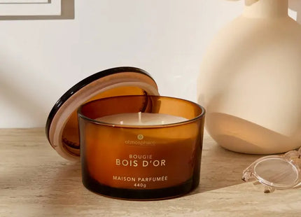 Vela perfumada "Glowy" madera dorada 440gr - 214889C