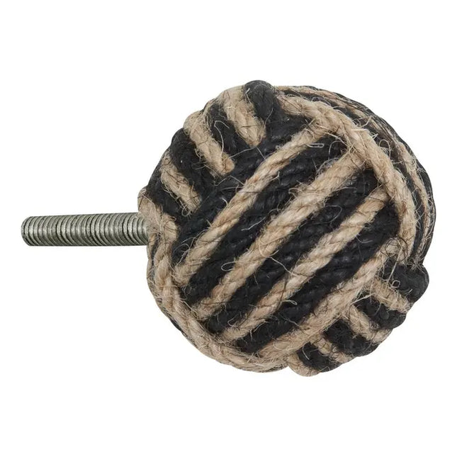 Juego de 2 pomos para muebles "Louna" de yute negro - 214917