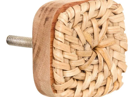 Juego de 2 tiradores para muebles "Sylla" en madera de mango y ratán beige - 214922