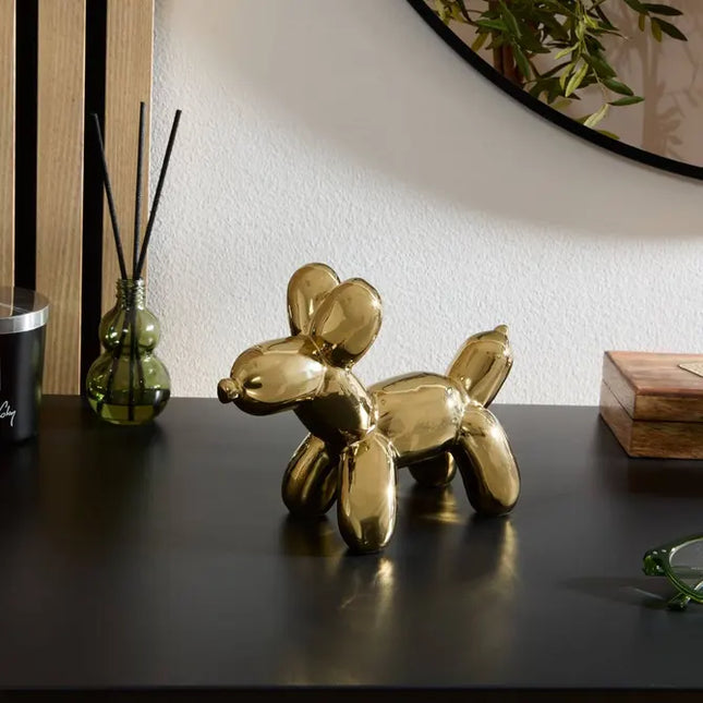 Figura de perro "Theo" estilo pop art, A13,5 cm color dorado - 214934A