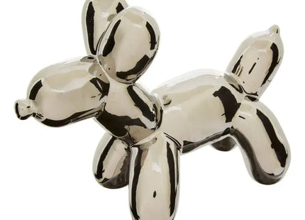 Figura de perro "Theo" estilo pop art, A13,5 cm color plateado - 214934B
