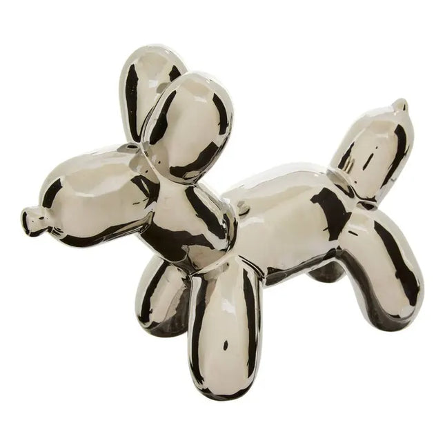 Figura de perro "Theo" estilo pop art, A13,5 cm color plateado - 214934B