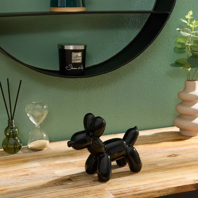 Figura de perro "Theo" estilo pop art, A13,5 cm color negro - 214934C