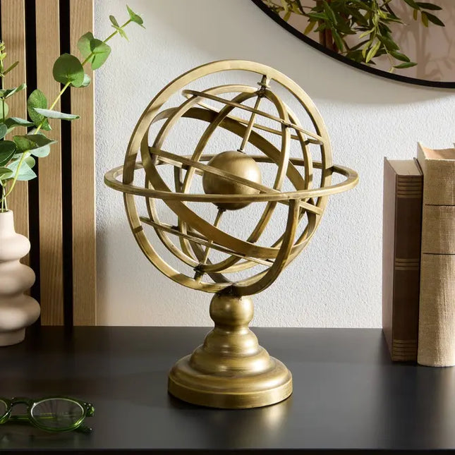 Objeto decorativo "Sia" esfera armilar dorada, A34 cm  - 214936