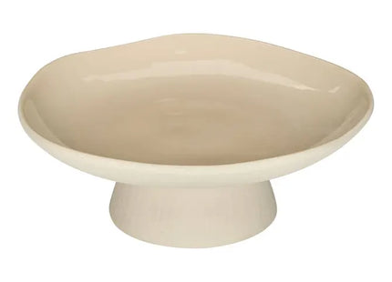 Bol de cerámica "Aria" con pie, 28 cm de diámetro beige - 215227