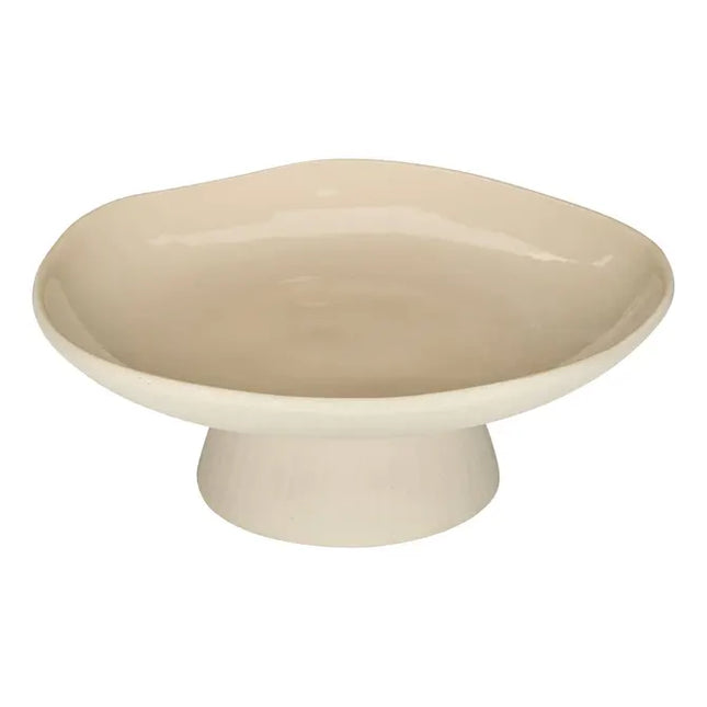 Bol de cerámica "Aria" con pie, 28 cm de diámetro beige - 215227