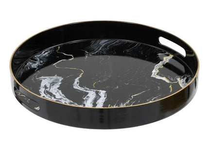Bandeja redonda "Milano" con efecto mármol, 32,8 cm de diámetro - 215232