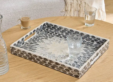 Bandeja rectangular "Sheila" de 36,50 x 28,50cm, gris perlado - 215234