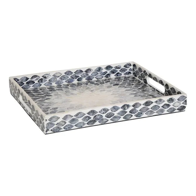Bandeja rectangular "Sheila" de 36,50 x 28,50cm, gris perlado - 215234