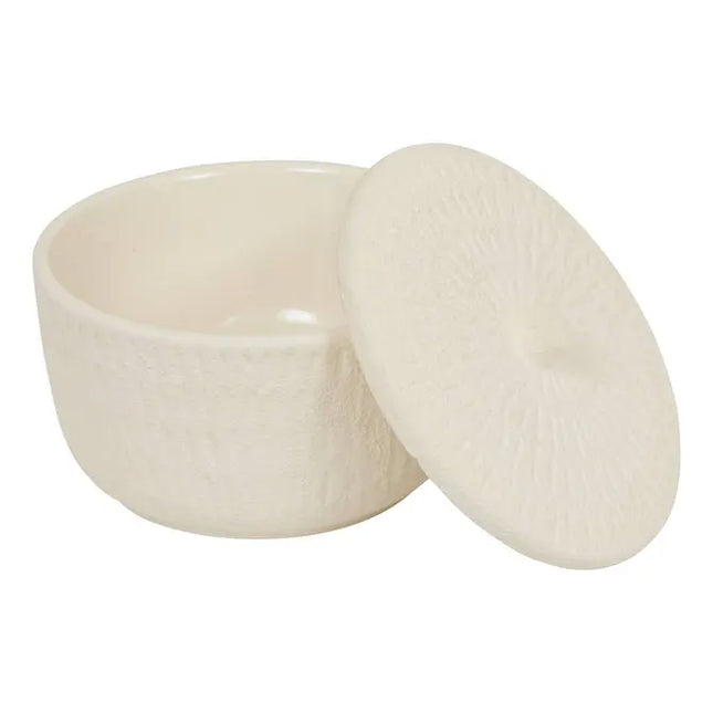 Caja decorativa "Sien" 15,5 cm de diámetro, cerámica blanca -  215239