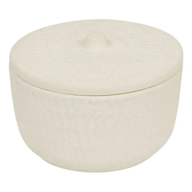 Caja decorativa "Sien" 15,5 cm de diámetro, cerámica blanca -  215239