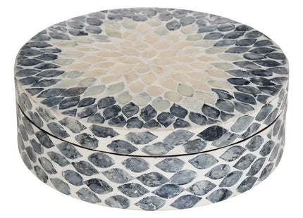 Caja decorativa "Sheila" 25,5 cm de diámetro, gris nacarado -  215241
