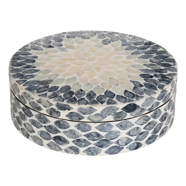 Caja decorativa "Sheila" 25,5 cm de diámetro, gris nacarado -  215241