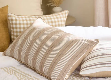Almohada "Groove" de 58x38 cm, lino beige a rayas - 215330B