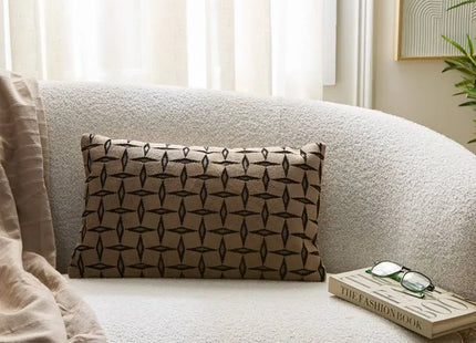 Almohada "Diamante" de 50x30cm, jacquard gráfico marrón - 215338A